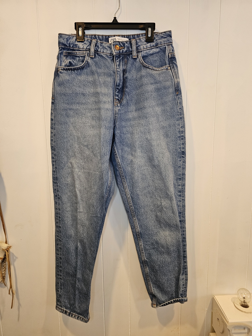Zara Light Blue High-Rise Mom Jeans